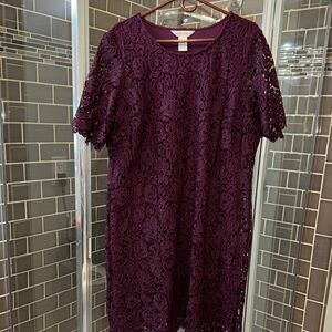 Elegant Purple Lace Dress